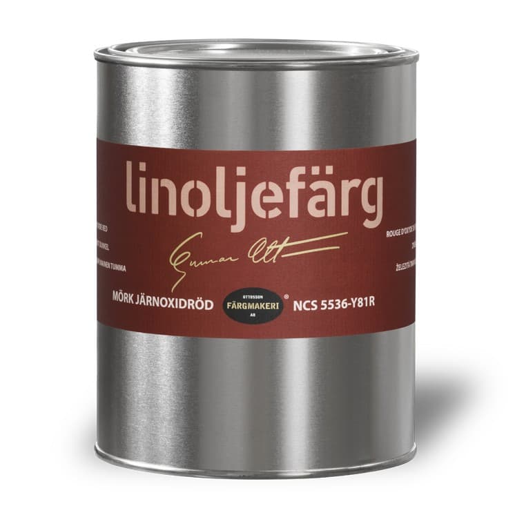 Ottosson linoljefärg - 1A-222 Mörk Järnoxidröd